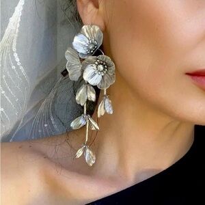 Zara Silver Waterfall Drop Earrings Kate Middleton Famous Earrings